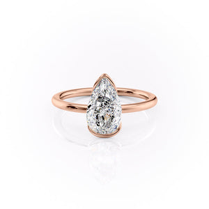 The Eliza Set With A 1 Carat Pear 14K Rose Gold Lab Diamond