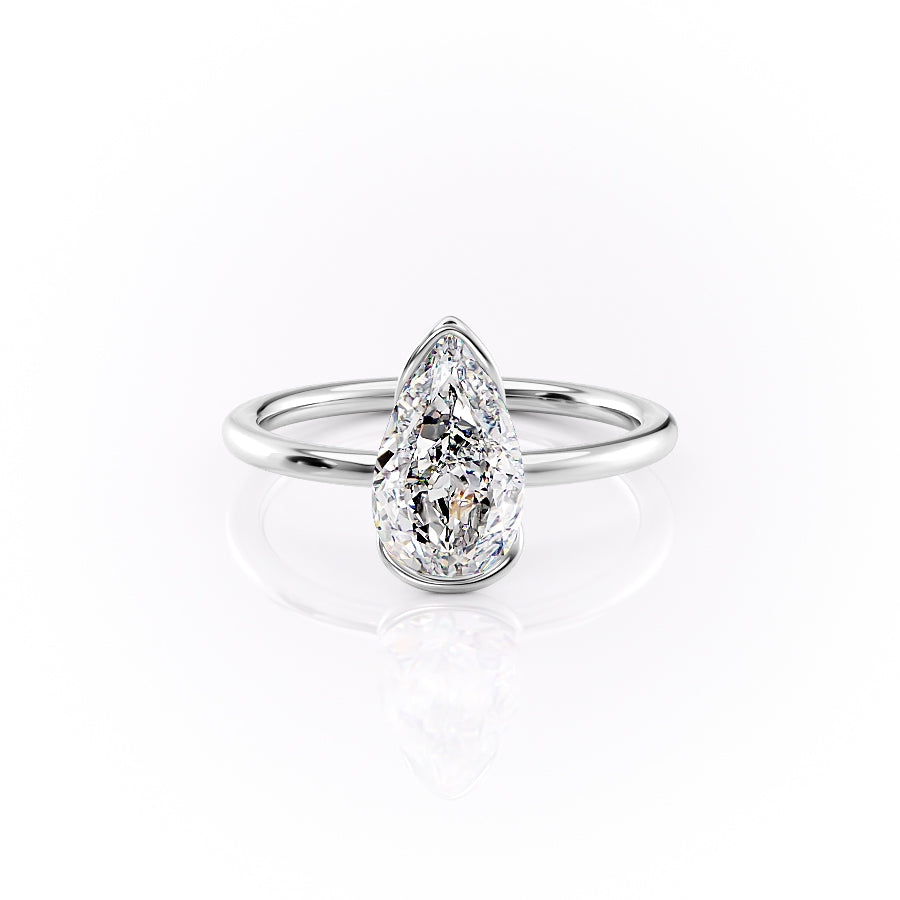 The Eliza Set With A 1 Carat Pear 14K White Gold Lab Diamond