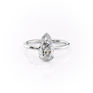 The Eliza Set With A 1 Carat Pear 14K White Gold Lab Diamond