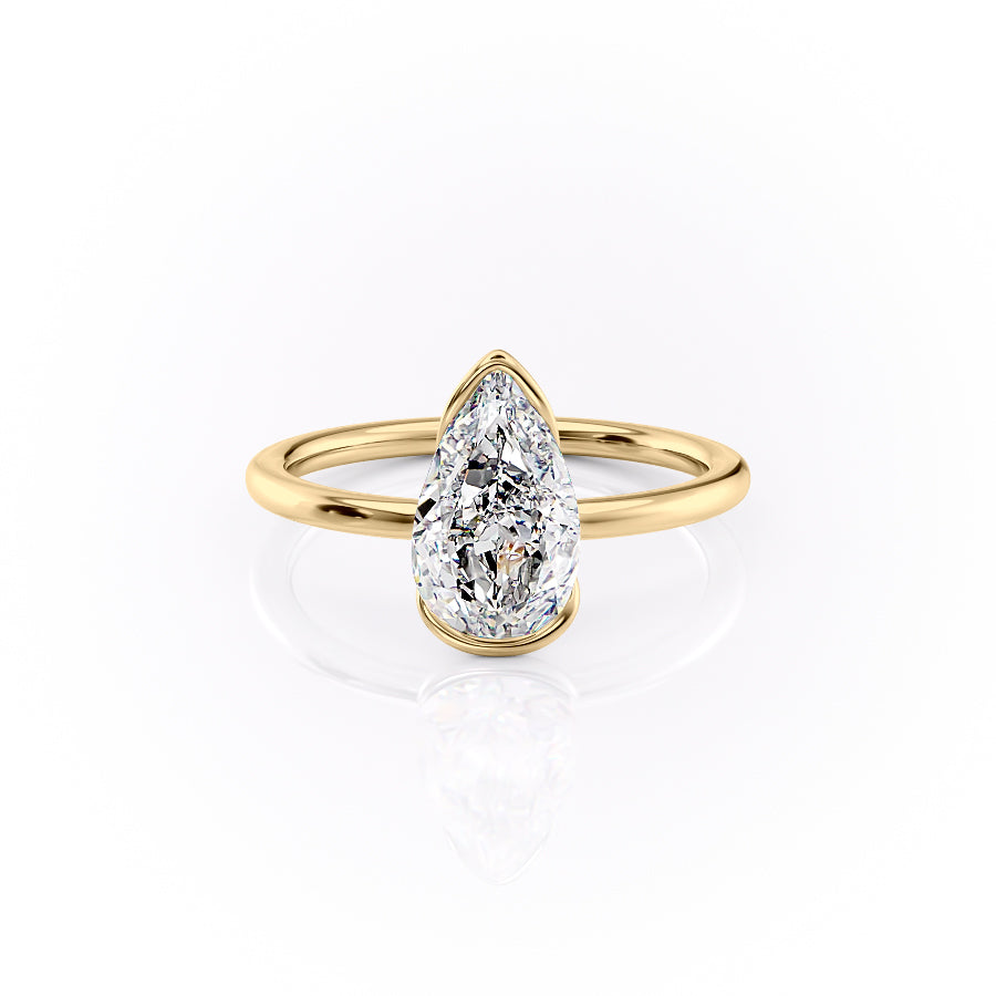 The Eliza Set With A 1.5 Carat Pear 14K Yellow Gold Lab Diamond