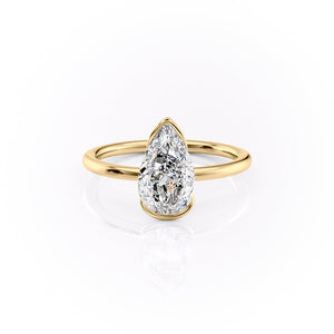 The Eliza Set With A 1.5 Carat Pear 14K Yellow Gold Lab Diamond