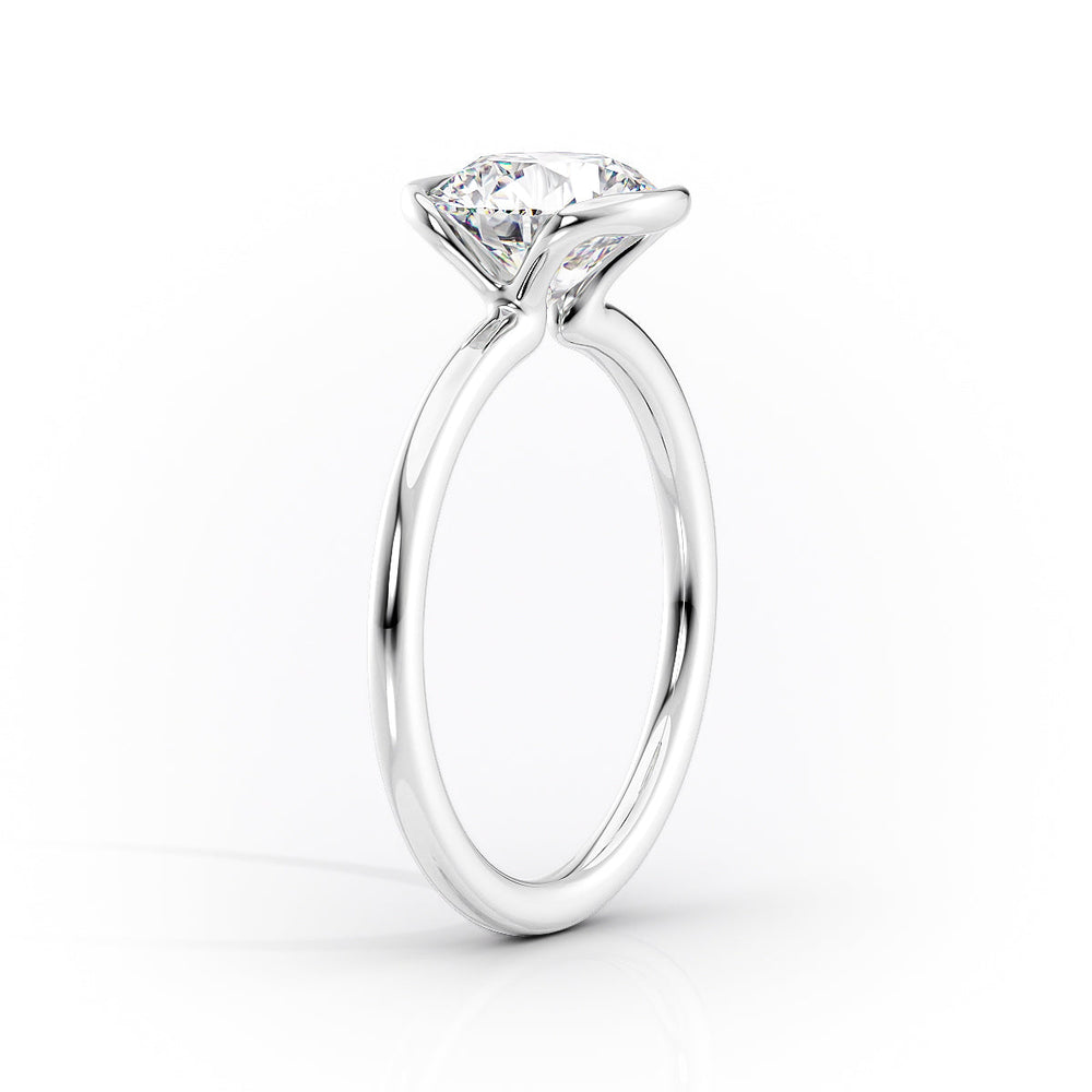 The Eliza Set With A 3 Carat E. Cushion 18K White Gold Lab Diamond