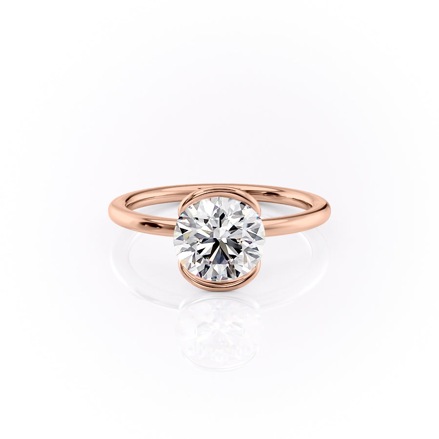 The Eliza Set With A 1.5 Carat Round 14K Rose Gold Lab Diamond