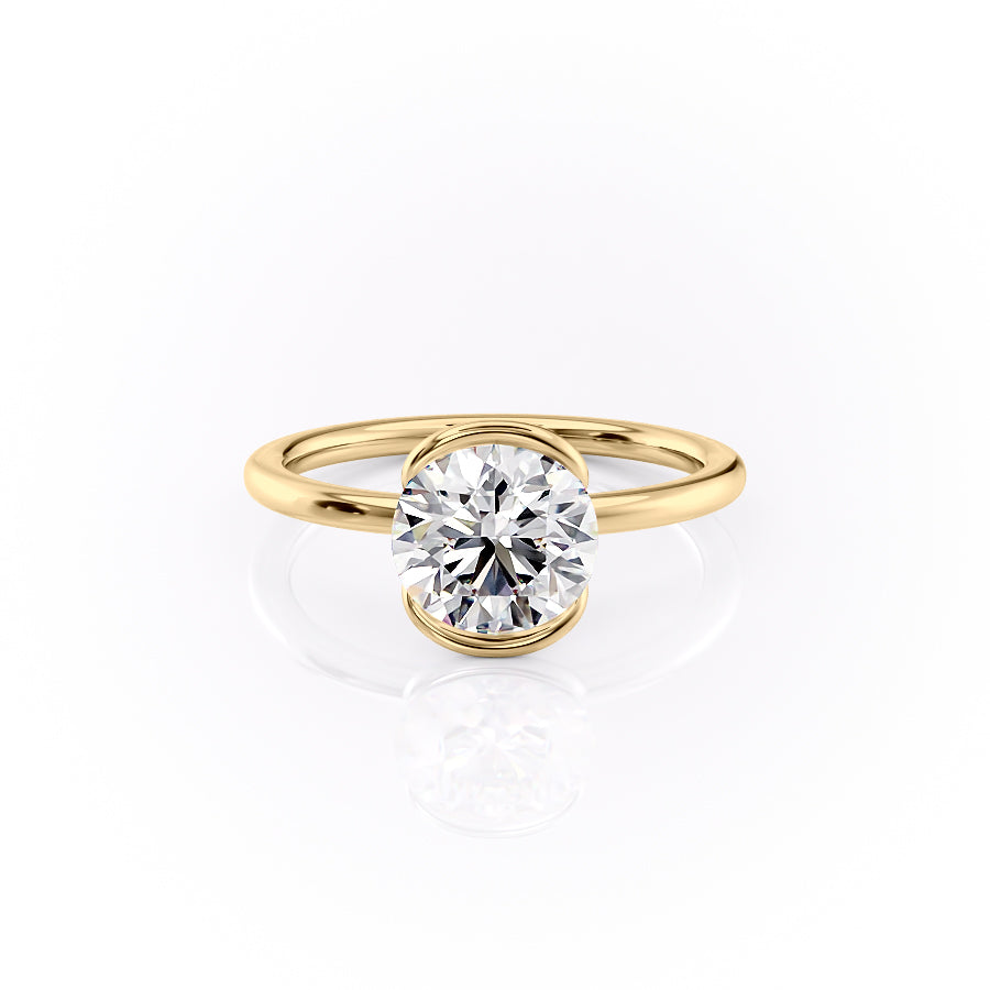 The Eliza Set With A 1.5 Carat Round 14K Yellow Gold Lab Diamond