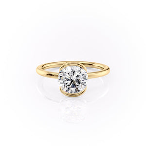 The Eliza Set With A 1.5 Carat Round 14K Yellow Gold Lab Diamond