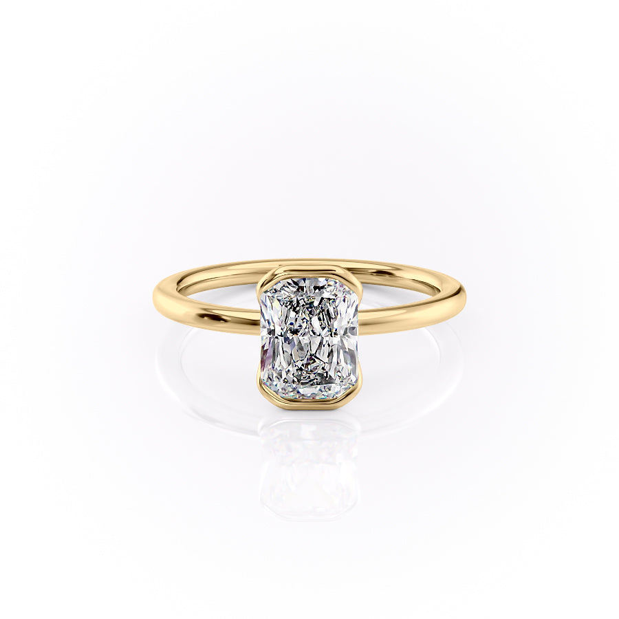 The Eliza Set With A 2.5 Carat Radiant 18K Yellow Gold Lab Diamond