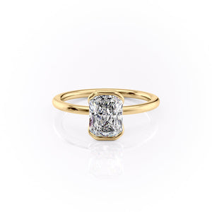 The Eliza Set With A 2.5 Carat Radiant 14K Yellow Gold Lab Diamond