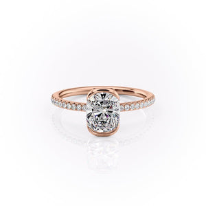The Pave Eliza Set With A 1.5 Carat E. Cushion 14K Rose Gold Lab Diamond