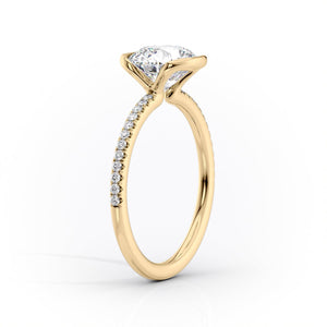 The Pave Eliza Set  With A 1.5 Carat Marquise 14K Yellow Gold Moissanite