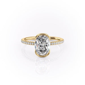The Pave Eliza Set With A 1.5 Carat Oval 14K Yellow Gold Lab Diamond
