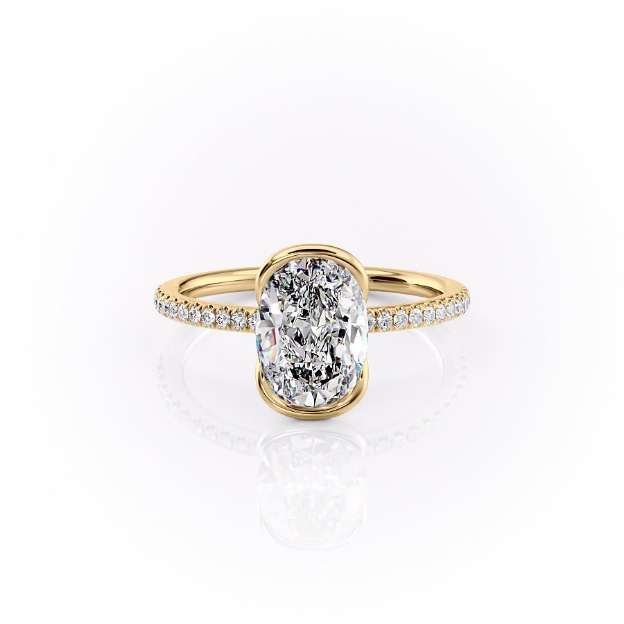 The Pave Eliza Set With A 1.5 Carat Oval 18K Yellow Gold Lab Diamond