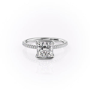 The Pave Eliza Set With A 1.5 Carat Princess 14K White Gold Lab Diamond