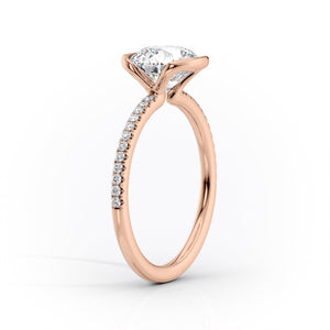The Pave Eliza Set With A 1.5 Carat Pear 14K Rose Gold Lab Diamond