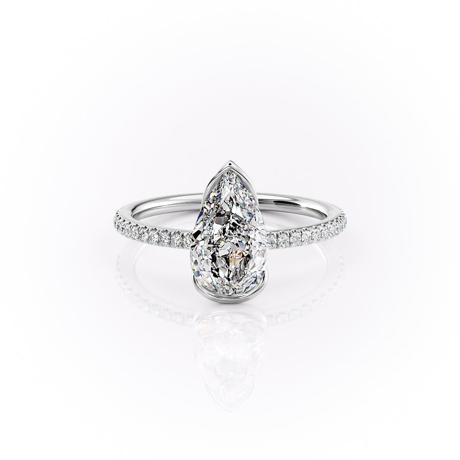 The Pave Eliza Set With A 1.5 Carat Pear 18K White Gold Lab Diamond