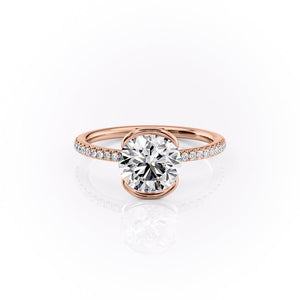 The Pave Eliza Set With A 1.5 Carat Round 14K Rose Gold Lab Diamond