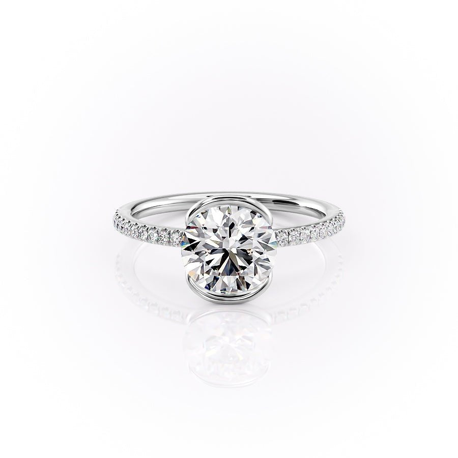 The Pave Eliza Set With A 1.5 Carat Round 14K White Gold Lab Diamond