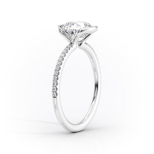 The Pave Eliza Set With A 1.5 Carat Round 18K White Gold Lab Diamond