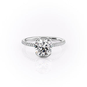 The Pave Eliza Set With A 1.5 Carat Round 18K White Gold Lab Diamond