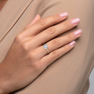 The Pave Eliza Set With A 1.5 Carat Round 18K Yellow Gold Lab Diamond