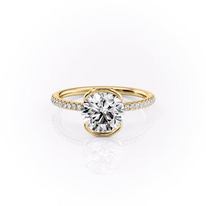 The Pave Eliza Set With A 1.5 Carat Round 14K Yellow Gold Lab Diamond