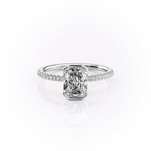 The Pave Eliza Set With A 1.5 Carat Radiant 18K White Gold Lab Diamond