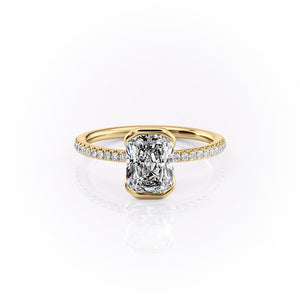 The Pave Eliza Set With A 1.5 Carat Radiant 14K Yellow Gold Lab Diamond