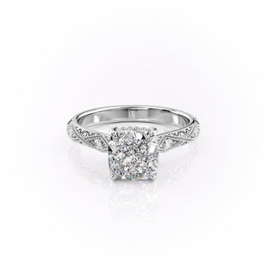 The Claudia Set With A 1 Carat Cushion 14K White Gold Lab Diamond