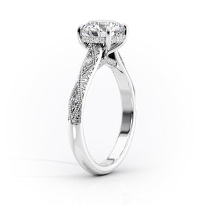 The Claudia Set With A 1 Carat Cushion 14K White Gold Lab Diamond