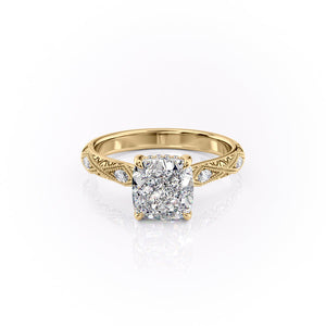 The Claudia Set With A 2 Carat Cushion 14K Yellow Gold Lab Diamond