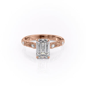 The Claudia Set With A 2 Carat Emerald 14K Rose Gold Lab Diamond