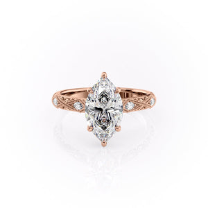 The Claudia Set  With A 2 Carat Marquise 14K Rose Gold Moissanite