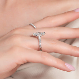 The Claudia Set With A 1 Carat Marquise 14K White Gold Lab Diamond