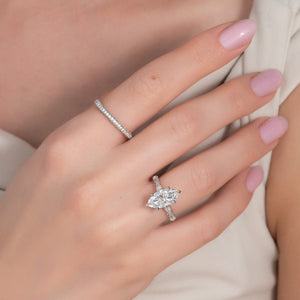 The Claudia Set With A 1 Carat Marquise 14K White Gold Lab Diamond