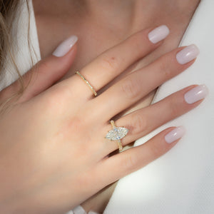 The Claudia Set With A 1 Carat Marquise 18K Yellow Gold Lab Diamond