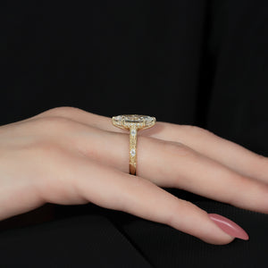 The Claudia Set With A 1 Carat Marquise 18K Yellow Gold Lab Diamond