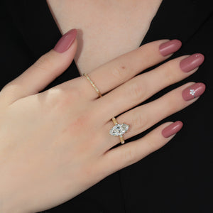 The Claudia Set With A 1 Carat Marquise 18K Yellow Gold Lab Diamond