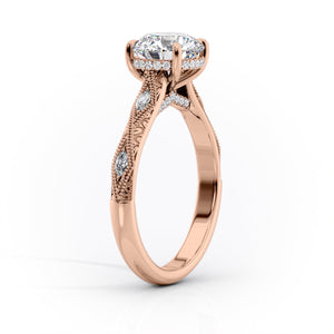 The Claudia Set With A 2 Carat Oval 14K Rose Gold Lab Diamond