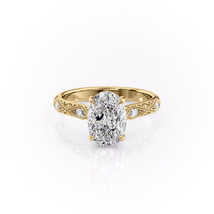 The Claudia Set With A 2 Carat Oval 18K Yellow Gold Lab Diamond