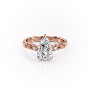 The Claudia Set With A 1 Carat Pear 14K Rose Gold Lab Diamond