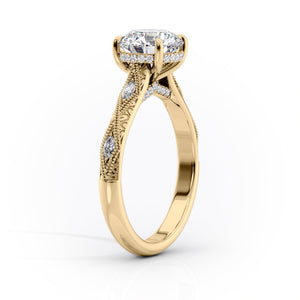 The Claudia Set With A 1 Carat Pear 18K Yellow Gold Lab Diamond