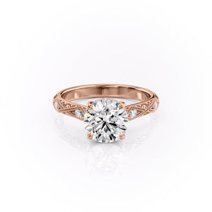 The Claudia Set  With A 1.5 Carat Round 14K Rose Gold Moissanite