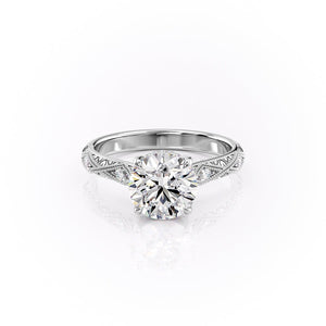 The Claudia Set  With A 3 Carat Round 14K White Gold Moissanite