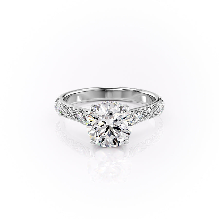 The Claudia Set With A 1 Carat Round 14K White Gold Lab Diamond