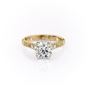 The Claudia Set With A 2.5 Carat Round 14K Yellow Gold Lab Diamond