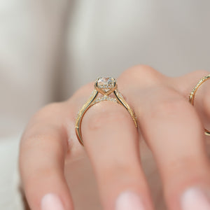The Claudia Set With A 1 Carat Round 18K Yellow Gold Lab Diamond