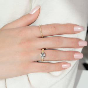 The Claudia Set With A 1 Carat Round 18K Yellow Gold Lab Diamond