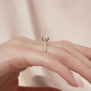 The Claudia Set With A 1 Carat Round 18K Yellow Gold Lab Diamond