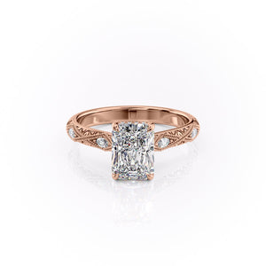 The Claudia Set With A 2.5 Carat Radiant 14K Rose Gold Lab Diamond