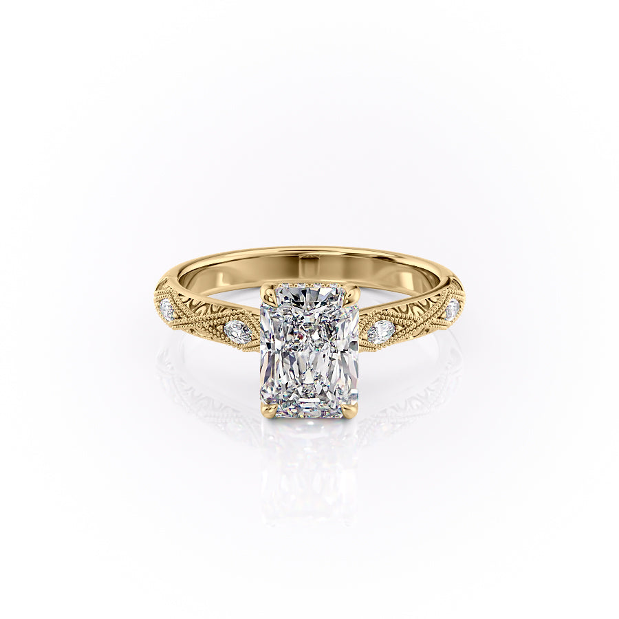 The Claudia Set With A 2 Carat Radiant 18K Yellow Gold Lab Diamond