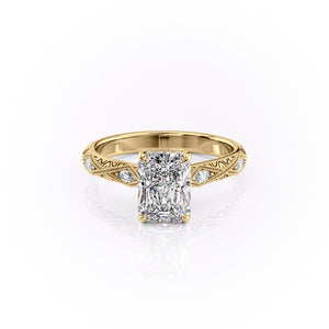 The Claudia Set With A 2 Carat Radiant 14K Yellow Gold Lab Diamond